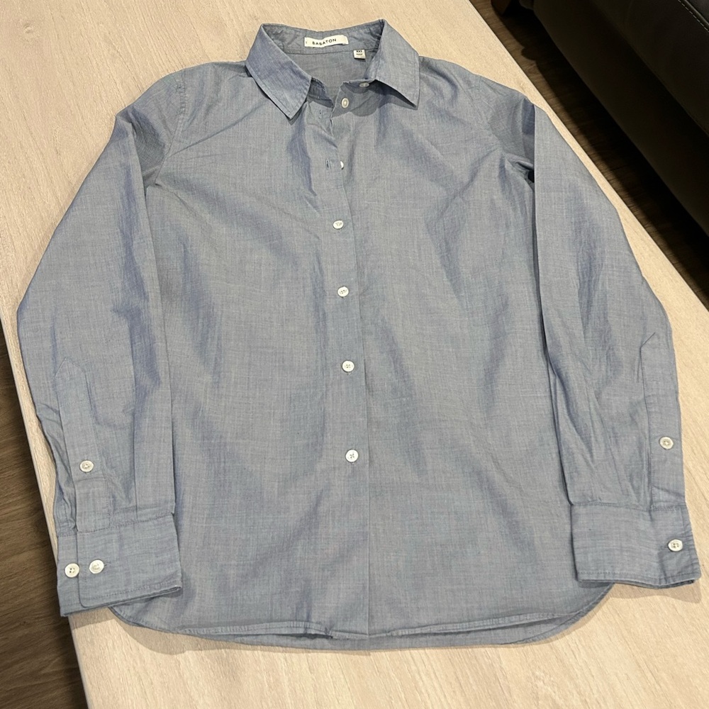 Babaton Blue Button-Up Shirt